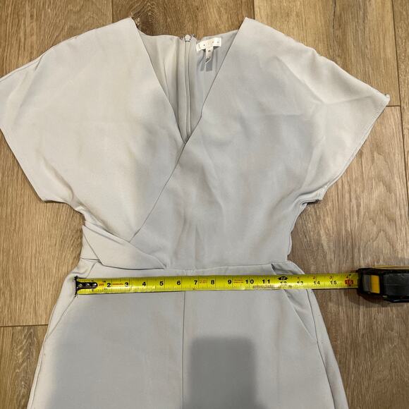 LEITH Women's Surplice Wide Leg Crop Jumpsuit Size XS In Light Gray - Picture 6 of 11